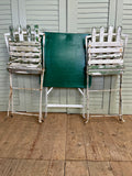 Vintage French Garden Table, Painted and 2 Slatted Chairs - folding 
