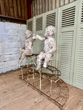 Antique Garden Statue, Pair of Cherubs - LOVINGLY MADE FURNITURE, SUSSEX - Antique & Vintage Furniture  - angle view