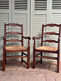 Vintage French Oak Slatback Chairs, Pair - LOVINGLY MADE FURNITURE, SUSSEX  - front