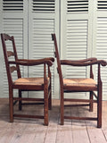 Vintage French Oak Slatback Chairs, Pair - LOVINGLY MADE FURNITURE, SUSSEX  - side view