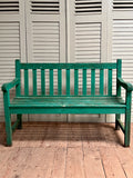 Vintage English Teak Bench, Painted - LOVINGLY MADE FURNITURE, SUSSEX  - front facing