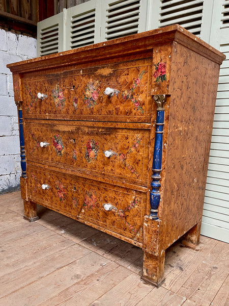 Antique Decorative Chest of Drawers, 3 over 3 - LOVINGLY MADE FURNITURE, SUSSEX - front angle