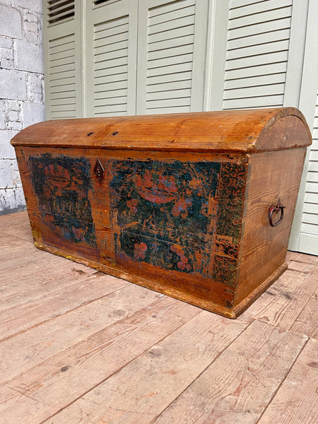 Antique Swedish Marriage Chest, 19thc - LOVINGLY MADE FURNITURE, SUSSEX - front