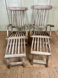 Vintage Garden Teak Loungers, Steamers, Pair - LOVINGLY MADE FURNITURE, SUSSEX - front out 
