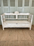 Antique Hungarian Settle Bench - LOVINGLY MADE FURNITURE, SUSSEX - face on front