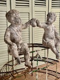 Antique Garden Statue, Pair of Cherubs - LOVINGLY MADE FURNITURE, SUSSEX - Antique & Vintage Furniture  - angle 