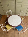 Vintage French Garden Table & 4 Chairs - LOVINGLY MADE FURNITURE, SUSSEX - top head on view