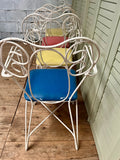 Vintage French Garden Table & 4 Chairs - LOVINGLY MADE FURNITURE, SUSSEX - line of back of chairs