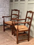 Vintage French Oak Slatback Chairs, Pair - LOVINGLY MADE FURNITURE, SUSSEX  - turned right view