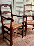 Vintage French Oak Slatback Chairs, Pair - LOVINGLY MADE FURNITURE, SUSSEX  turned left view