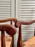 Vintage French Oak Slatback Chairs, Pair - LOVINGLY MADE FURNITURE, SUSSEX  -  arm rests