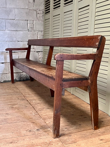 Vintage French Pine Bench - LOVINGLY MADE FURNITURE, SUSSEX - side on view