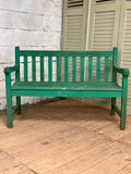 Vintage English Teak Bench, Painted - LOVINGLY MADE FURNITURE, SUSSEX  - front angle