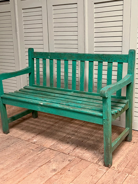 Vintage English Teak Bench, Painted - LOVINGLY MADE FURNITURE, SUSSEX  - front