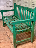 Vintage English Teak Bench, Painted - LOVINGLY MADE FURNITURE, SUSSEX  - side arm angle