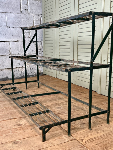 Vintage French Metal Plant Stand, 3 Tiers - LOVINGLY MADE FURNITURE, SUSSEX - side view