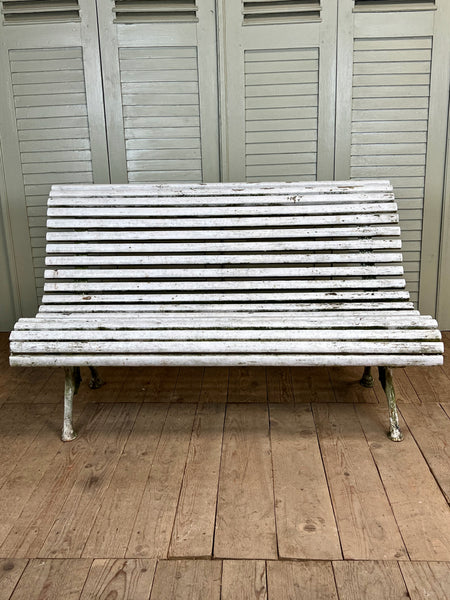 Antique French Garden Bench, Slatted - LOVINGLY MADE FURNITURE, SUSSEX - front