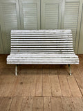 Antique French Garden Bench, Slatted - LOVINGLY MADE FURNITURE, SUSSEX = front view