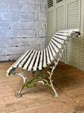 Antique French Garden Bench, Slatted - LOVINGLY MADE FURNITURE, SUSSEX - side on view