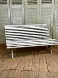 Antique French Garden Bench, Slatted - LOVINGLY MADE FURNITURE, SUSSEX - side front