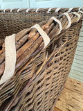 Antique Log Basket, Large - LOVINGLY MADE FURNITURE, SUSSEX - Antique & Vintage Furniture - details of leather