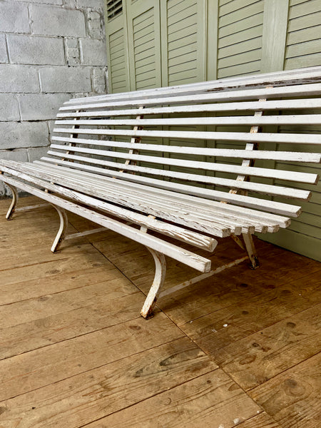 Vintage French Promenade Garden Bench - LOVINGLY MADE FURNITURE, SUSSEX - side view