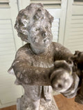 Antique Garden Statue, Italian Marble, Girl holding posy - LOVINGLY MADE FURNITURE, SUSSEX - facial view