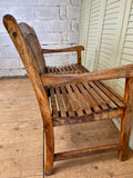 Vintage Teak Garden Bench - LOVINGLY MADE FURNITURE, SUSSEX - Antique & Vintage Furniture - side arm rest