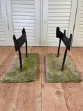 Antique Wrought Iron Boot Scrapes, Pair - LOVINGLY MADE FURNITURE, SUSSEX - Antique & Vintage Furniture - edge on