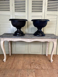 Antique Victorian Tazza Urns, Cast Iron - LOVINGLY MADE FURNITURE, SUSSEX - Antique & Vintage Furniture - front view