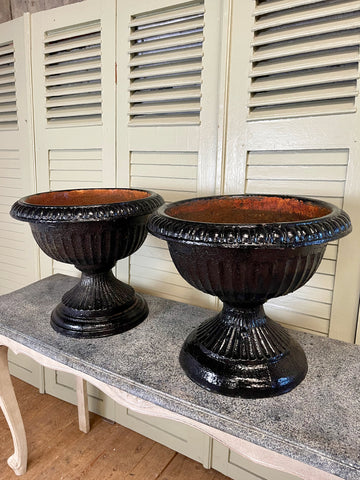 Antique Victorian Tazza Urns, Cast Iron - LOVINGLY MADE FURNITURE, SUSSEX - Antique & Vintage Furniture - side view