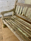 Vintage Garden Teak Bench - LOVINGLY MADE FURNITURE, SUSSEX - Antique & Vintage Furniture - left arm