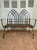 Vintage Wrought Iron Garden Bench - LOVINGLY MADE FURNITURE, SUSSEX - Antique & Vintage Furniture  - front 