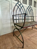Vintage Wrought Iron Garden Bench - LOVINGLY MADE FURNITURE, SUSSEX - Antique & Vintage Furniture  - left hand side arches