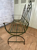Vintage Wrought Iron Garden Bench - LOVINGLY MADE FURNITURE, SUSSEX - Antique & Vintage Furniture  - side on seat view