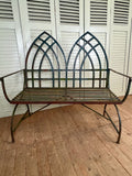 Vintage Wrought Iron Garden Bench - LOVINGLY MADE FURNITURE, SUSSEX - Antique & Vintage Furniture  - front view