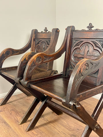 Antique Oak Glastonbury Chairs, Pair - LOVINGLY MADE FURNITURE, SUSSEX - Antique & Vintage Furniture - Antique & Vintage Furniture for your home & garden