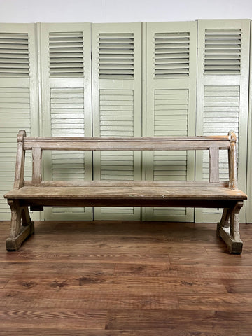 Antique Oak Pew - LOVINGLY MADE FURNITURE, SUSSEX - Antique & Vintage Furniture - front