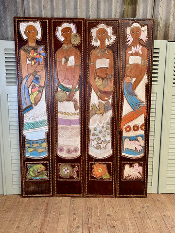 Vintage Decorative Wood Carved Panels, Four - LOVINGLY MADE FURNITURE, SUSSEX - Antique & Vintage Furniture - front