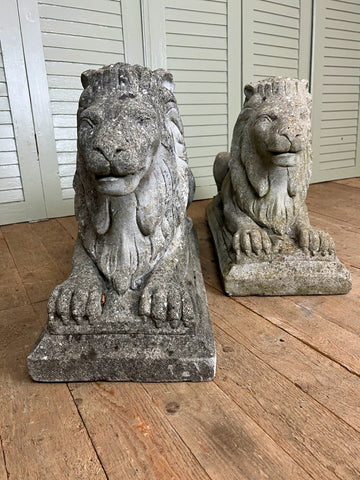 Vintage Lions on Base, Pair - LOVINGLY MADE FURNITURE, SUSSEX - Antique & Vintage Furniture - front